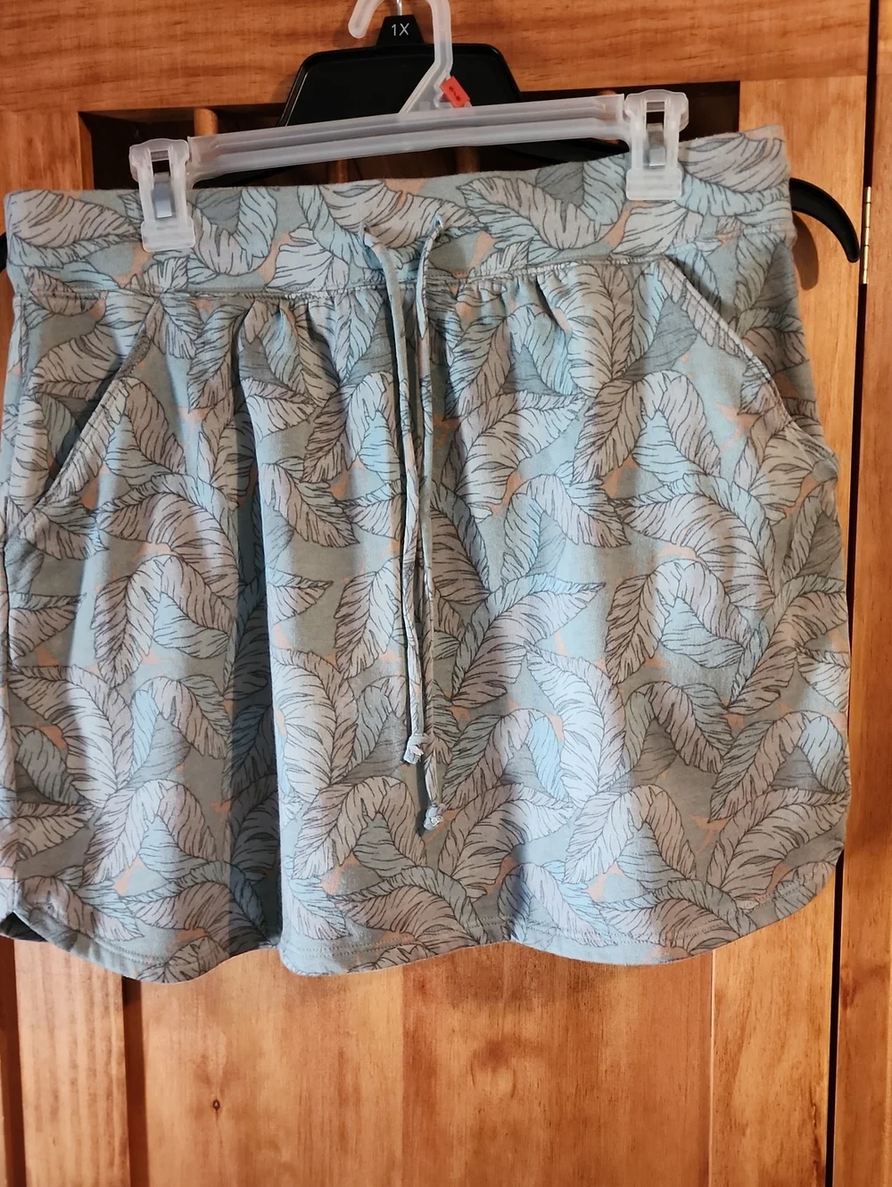 Nine West Sage Leaf-Print Knit Skirt with Tan Accents